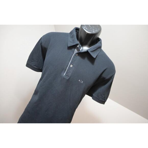 Armani Exchange AX Designer Polo Shirt Slim Fit Black Short Sleeve Mens 2XL XXL - Picture 4 of 14